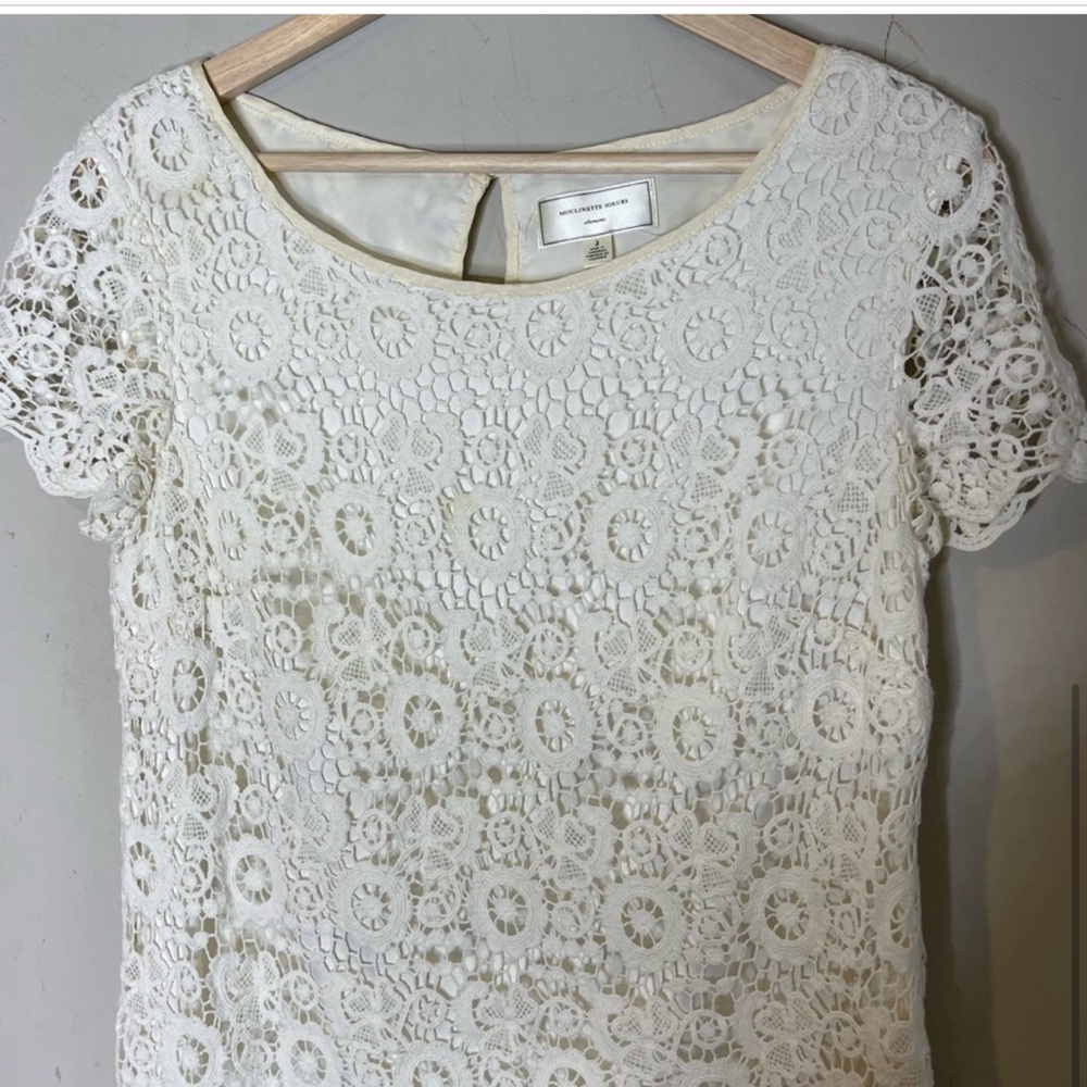 Anthropologie Moulinette Soeurs Crochet Lace White Shift Dress